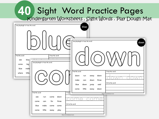 Sight Words, Sight Word Worksheets, Sight Word Play Dough Mats, Sight Words Practice Printable Kindergarten Activities, WWF473