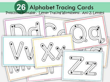 Alphabet Tracing Cards, Letter Tracing, Letter of the Alphabet Worksheets, Preschool Flashcards Printable, ABC Cards, Preschool Curriculum, WWF478