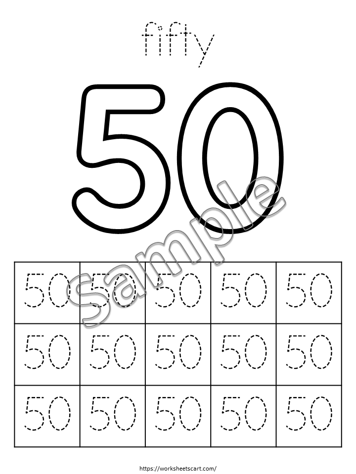 Number 50 Math Worksheets 50 Number Tracing Worksheets, Trace Numbers, Preschool Worksheets, 50 ...