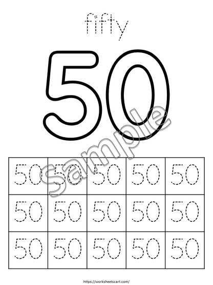 50 Number Tracing Worksheets, Trace Numbers, Preschool Worksheets, 50 Printable Number Tracing, Kids Tracing, Handwriting Practice, WWF483