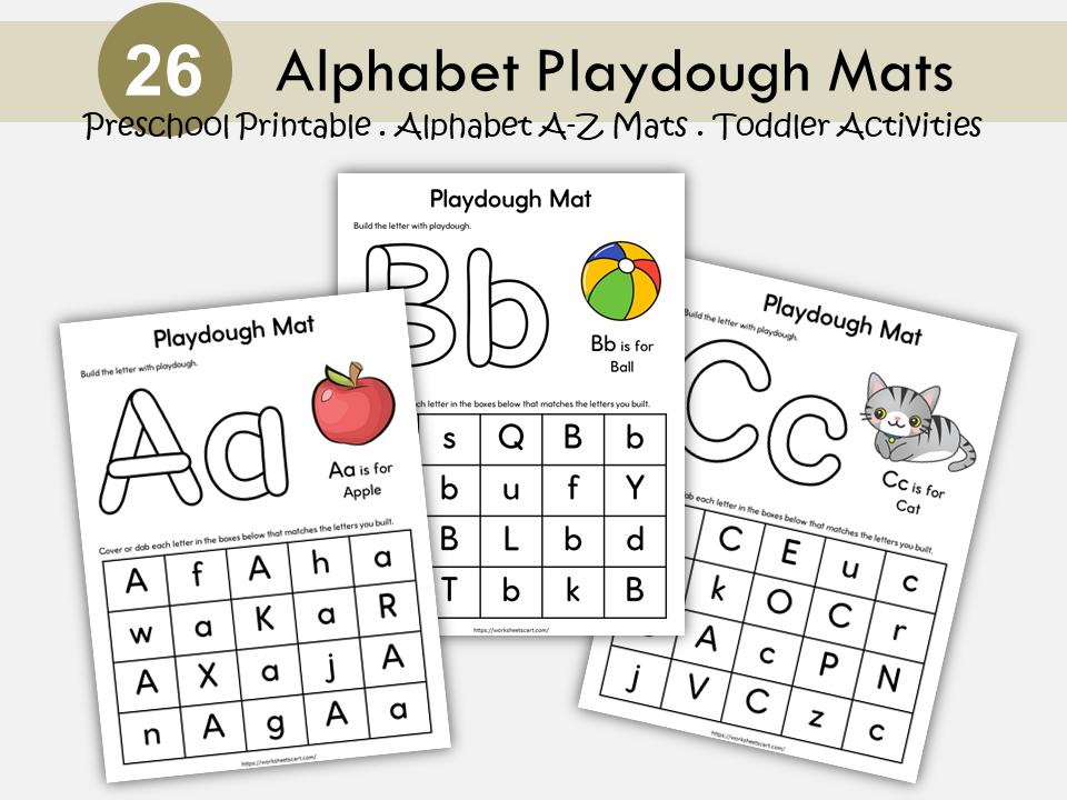 Preschool Alphabet Play Dough Mats Printable, Play Doh Activity, ABC Tracing Practice for Homeschool, Pre-K, Kindergarten, Letter Formation, WWF487