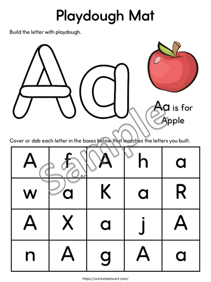 Preschool Alphabet Play Dough Mats Printable, Play Doh Activity, ABC Tracing Practice for Homeschool, Pre-K, Kindergarten, Letter Formation, WWF487