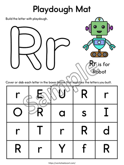 Preschool Alphabet Play Dough Mats Printable, Play Doh Activity, ABC Tracing Practice for Homeschool, Pre-K, Kindergarten, Letter Formation, WWF487
