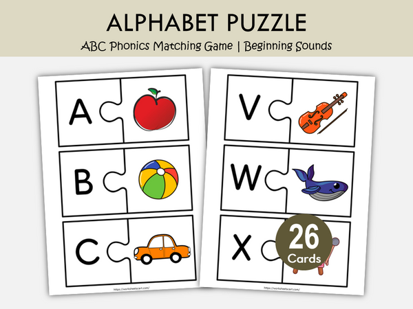 Alphabet Matching Puzzle Printable | ABC Letter Sound Matching Game fo ...
