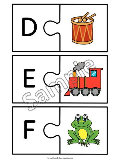 Alphabet Matching Puzzle Beginning Sounds Phonics ABC Letters Activity Printable for Preschool Homeschool Kindergarten Digital Download, WWF491