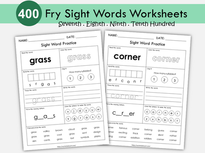 Fry Sight Words Worksheets 7th–10th 100 | Printable Literacy Practice | Reading Fluency Activities | 1st–3rd Grade & ESL, WWF493