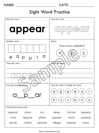 Fry Sight Words Worksheets 7th–10th 100 | Printable Literacy Practice | Reading Fluency Activities | 1st–3rd Grade & ESL, WWF493