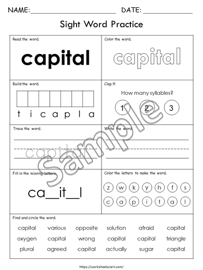 Fry Sight Words Worksheets 7th–10th 100 | Printable Literacy Practice | Reading Fluency Activities | 1st–3rd Grade & ESL, WWF493