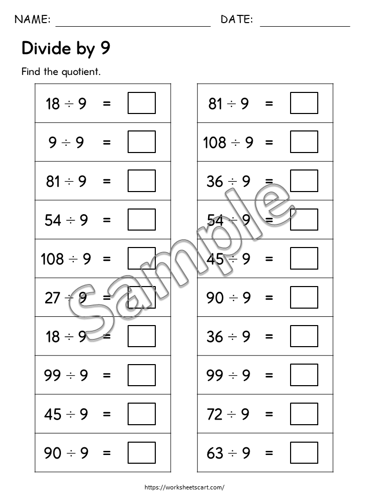 Division Math Drill Worksheets Printable | Fast Facts Practice for Kids | Basic Division PDF | Homeschool & Classroom Math Sheets, WWF494