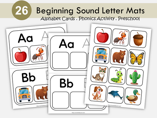 Beginning Sound Letter Matching Game | Alphabet Phonics Activity | Preschool and Kindergarten | Read and Trace Letters | Preschool Literacy Center | ABC Sound Match, WWF498