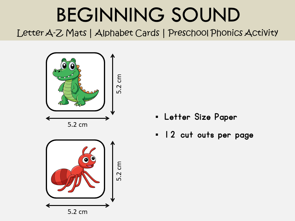 Beginning Sound Alphabet Matching Game Printable | ABC Phonics Activity, WWF498