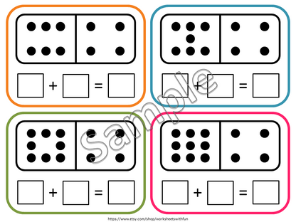Domino Addition Cards Printable – 55 Math Cards with Double Nine Dominoes, Montessori Printable, PreK, Preschool, Kindergarten Math Activity, WWF501
