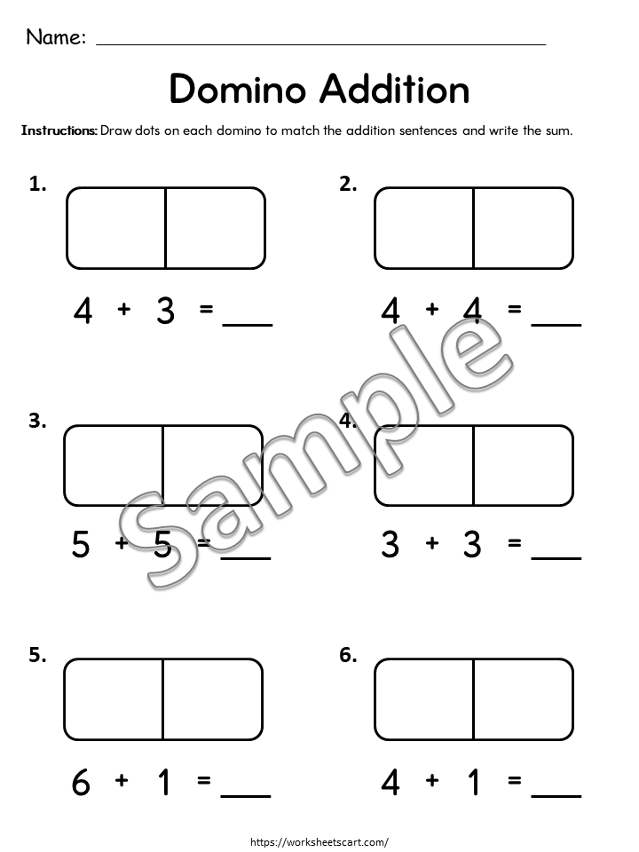 36 Domino Addition Worksheets for Kids | Count and Add Dots | Math Practice Printable | Kindergarten & 1st Grade Addition Activities, WWF502