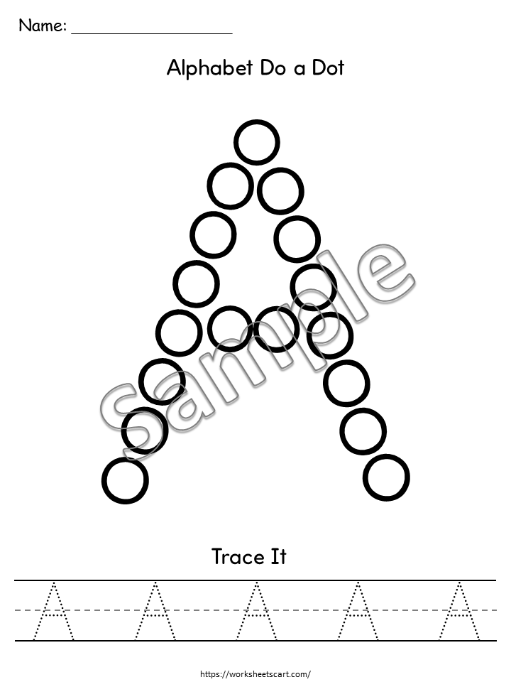 Do-A-Dots Alphabet Worksheets, Dot the Letters Activity and Tracing Worksheets A-Z Printable for Toddlers and Preschool, Homeschooling, WWF503