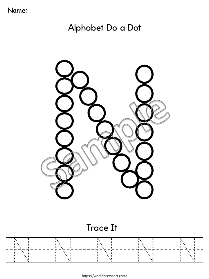 Do-A-Dots Alphabet Worksheets, Dot the Letters Activity and Tracing Worksheets A-Z Printable for Toddlers and Preschool, Homeschooling, WWF503