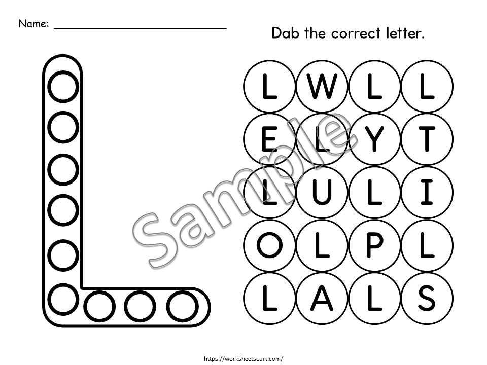Dot the Letters Activity, Preschool Uppercase Alphabet A-Z Do-A-Dots Worksheets, Letter Recognition Printable for Toddlers, Kindergarten, WWF505