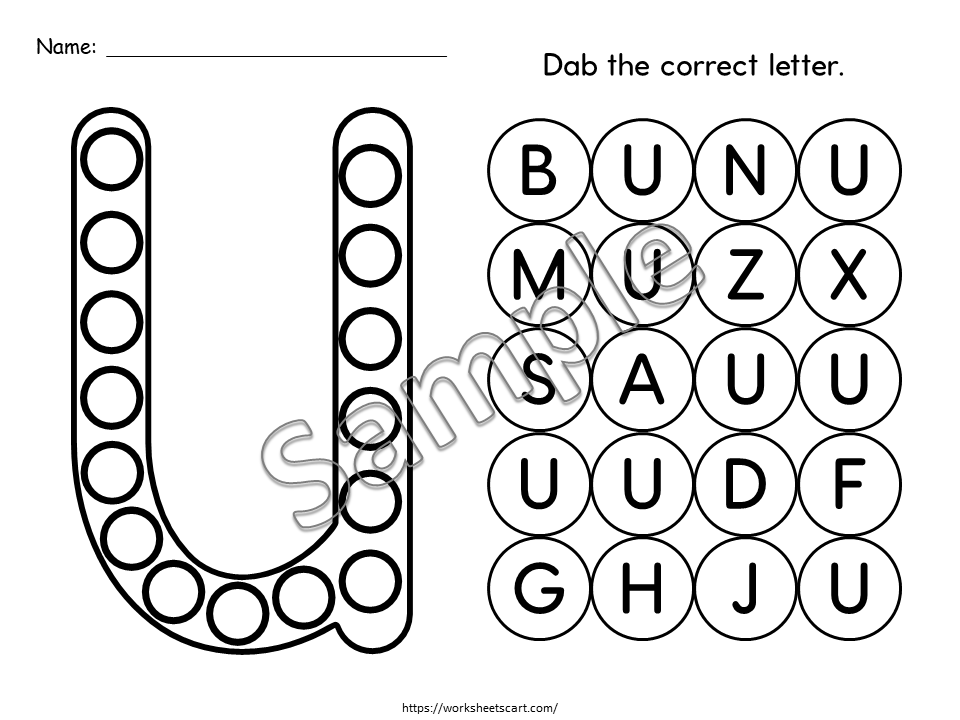 Dot the Letters Activity, Preschool Uppercase Alphabet A-Z Do-A-Dots Worksheets, Letter Recognition Printable for Toddlers, Kindergarten, WWF505