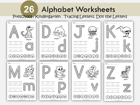 Dot the Letters Alphabet Worksheets | Upper & Lowercase Tracing + Dot Marker Activities | A-Z Printable for Preschool and Toddlers, WWF508