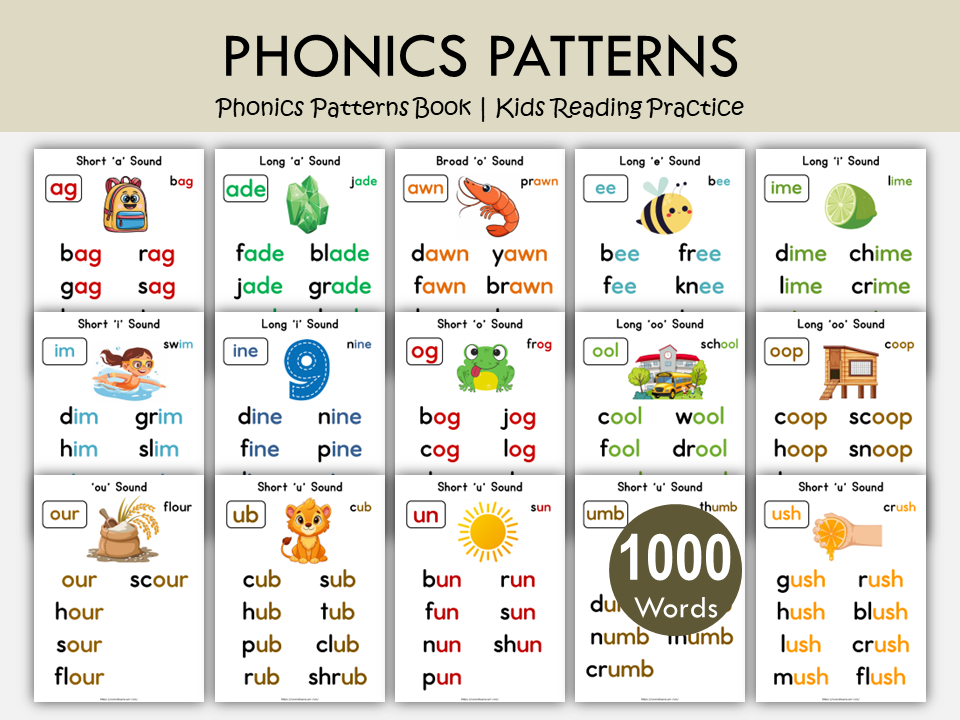 Phonics Patterns Book Printable | Reading Practice for Kids | Early Reader Phonics, WWF509