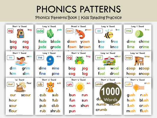 Phonics Patterns Book Printable | Reading Practice for Kids | Early Reader Phonics, WWF509