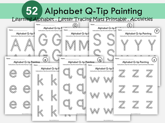 Alphabet Tracing with Q-Tips Printable | A-Z Fine Motor Skill Worksheets | Preschool Letter Learning Activity, WWF510