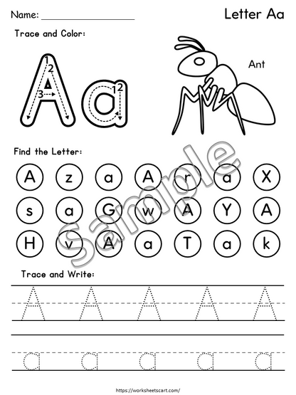 Alphabet Worksheets A–Z Printable | Trace, Write, Find & Color for Kids, WWF512