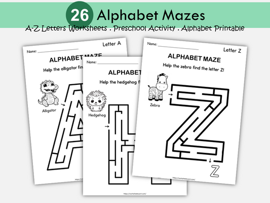 Alphabet Letter Mazes A–Z Worksheets Printable | Fun Phonics & Alphabet Activities for Kids, WWF514