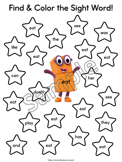Kindergarten Sight Word Search Worksheets Printable | 58 Fun Word Find Pages, WWF523