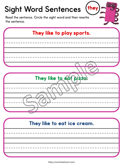 58 Sight Words Sentence Writing Worksheets Printable for Kindergarten | Read & Write Sight Word Practice PDF, WWF529