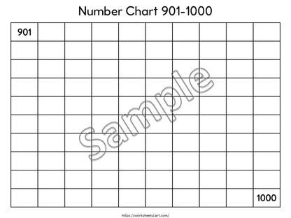 Number Charts 1–1000 Printable | Counting & Number Writing for Kids, WWF531