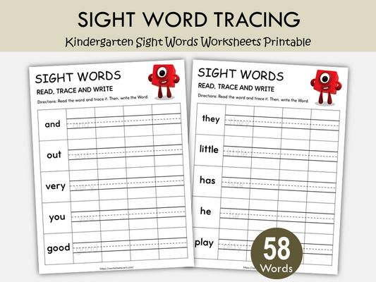 Kindergarten Sight Words Worksheets – Read, Trace & Write Printables, WWF532