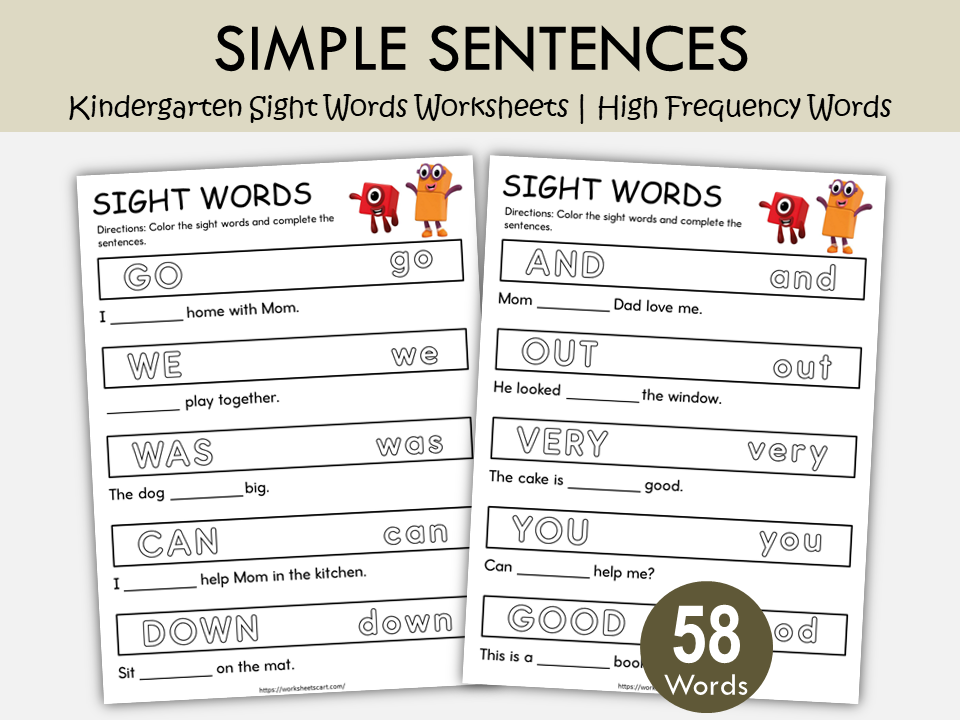 Sight Words Worksheets Printable for Kids | Color, Write & Read Practice PDF, WWF533