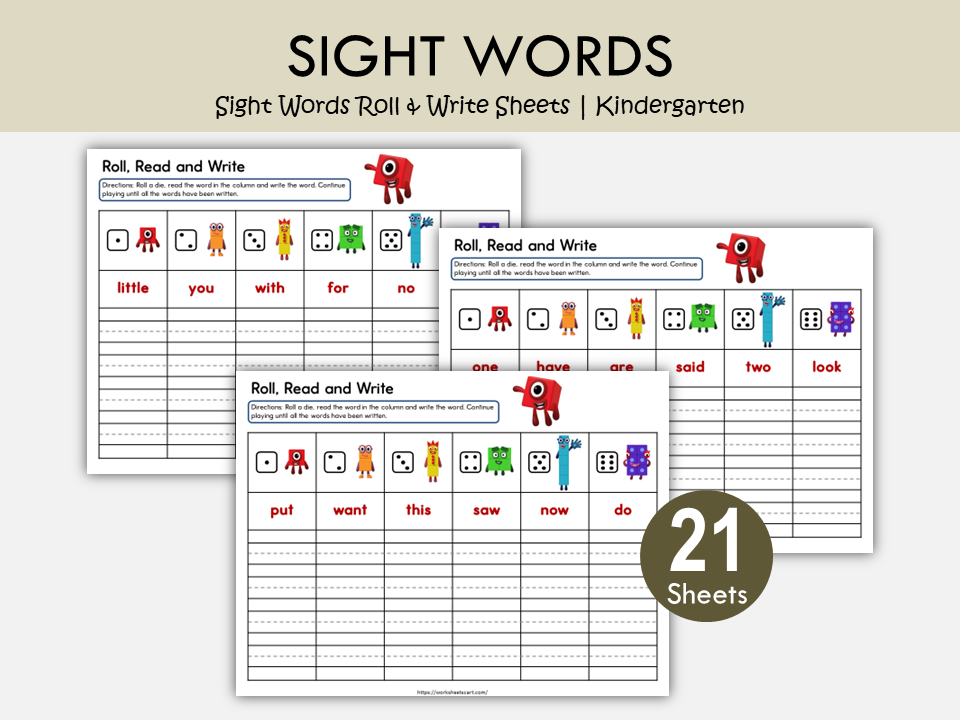 Sight Words Roll and Write Worksheets | Kindergarten Literacy Center Activities | Reading Fluency & Word Work Printable, WWF537