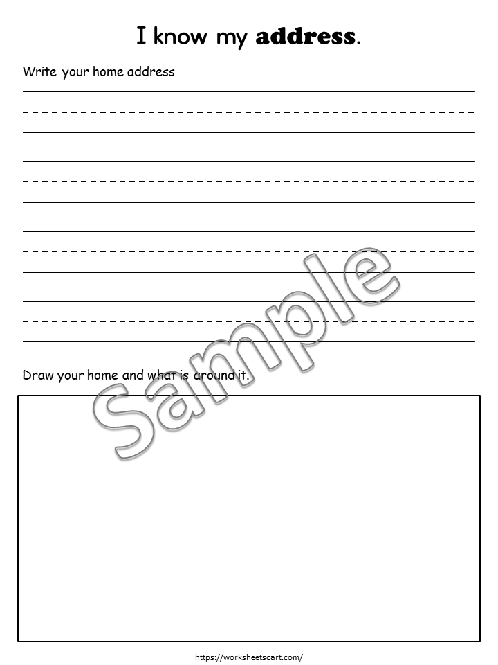 Address & Phone Number Worksheets Printable – Personal Information Practice for Kids, WWF541