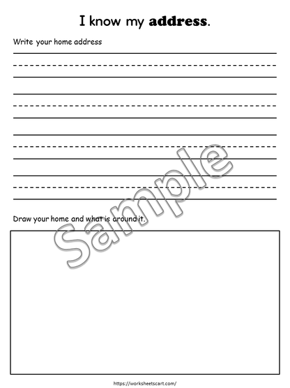 Address & Phone Number Worksheets Printable – Personal Information Practice for Kids, WWF541