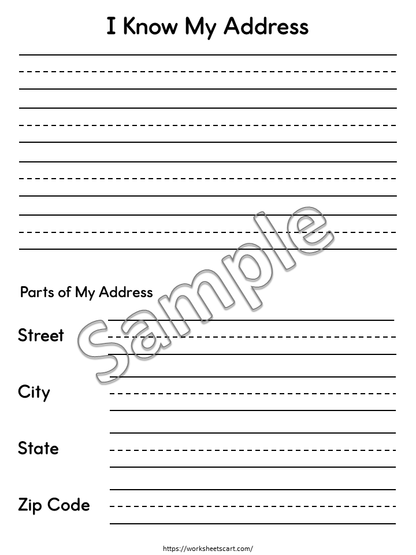 Address & Phone Number Worksheets Printable – Personal Information Practice for Kids, WWF541