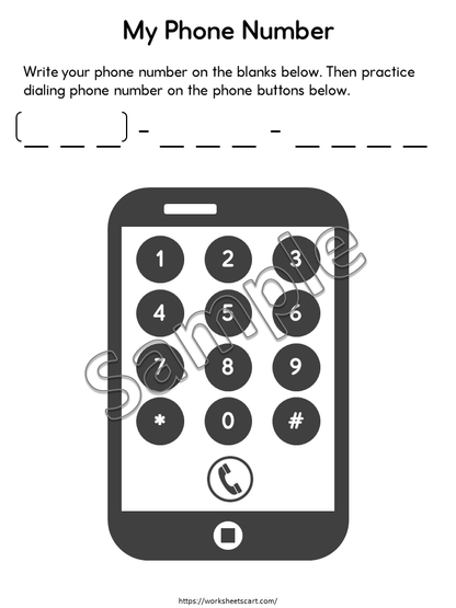 Address & Phone Number Worksheets Printable – Personal Information Practice for Kids, WWF541