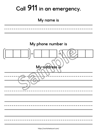 Address & Phone Number Worksheets Printable – Personal Information Practice for Kids, WWF541