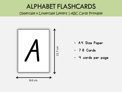 Printable Alphabet Flashcards A–Z (Uppercase, Lowercase & Aa) — 78 Black & White Cards (A4), WWF544