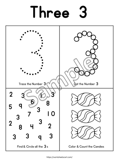 Numbers 1–10 Worksheets for Preschool | Number Tracing, Counting Activities, Kindergarten Math Printables, WWF545