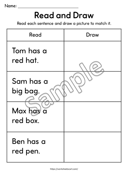 CVC Reading Worksheets PDF | Short Stories with Questions | Phonics Activities for Kindergarten & 1st Grade | Read and Draw | Word Families Bundle, WWF546