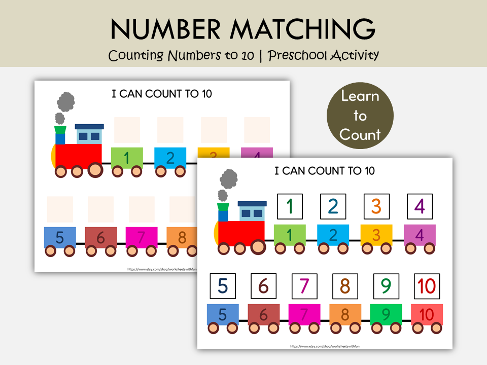 Number Matching Game Printable | Numbers 1-10 Activity for Preschool & Kindergarten, WWF552