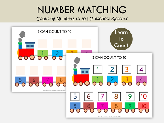 Number Matching Game Printable | Numbers 1-10 Activity for Preschool & Kindergarten, WWF552