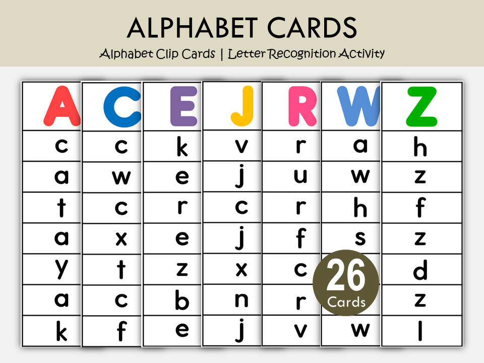 Alphabet Clip Cards Printable | Uppercase Lowercase Letter Matching Activity for Preschool & Kindergarten, WWF554