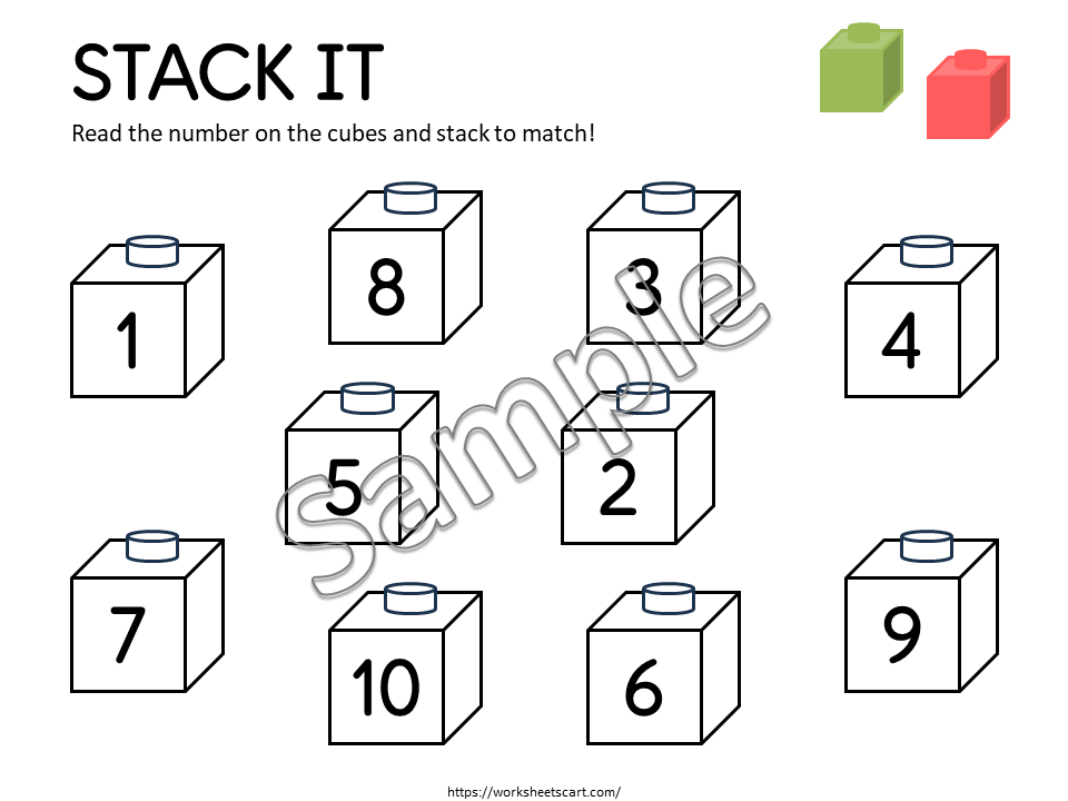 Snap Cube Counting Mats 1-20 Printable | Kindergarten Math Center Activity, WWF555