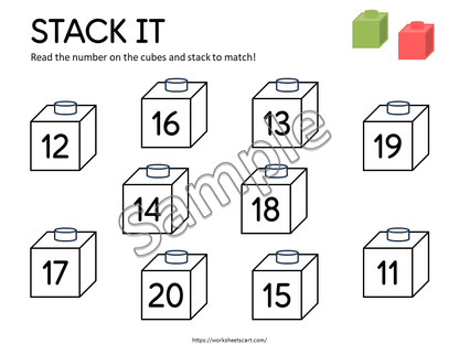 Snap Cube Counting Mats 1-20 Printable | Kindergarten Math Center Activity, WWF555