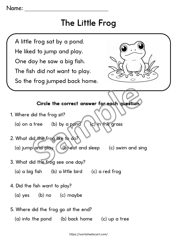 Kindergarten Reading Comprehension Worksheets PDF | Grade 1 Reading Passages with Questions | Printable Reading Activities, WWF556