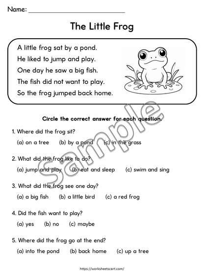 Kindergarten Reading Comprehension Worksheets PDF | Grade 1 Reading Passages with Questions | Printable Reading Activities, WWF556