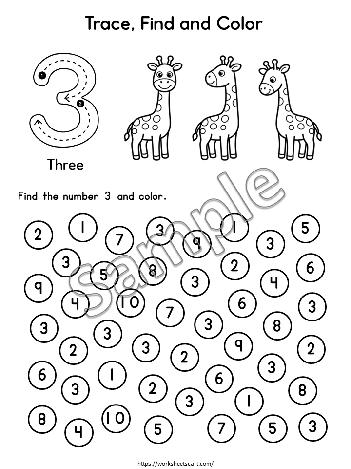 Number Recognition Worksheets 1-20 Printable | Preschool & Kindergarten Find and Color Number Activity, WWF559