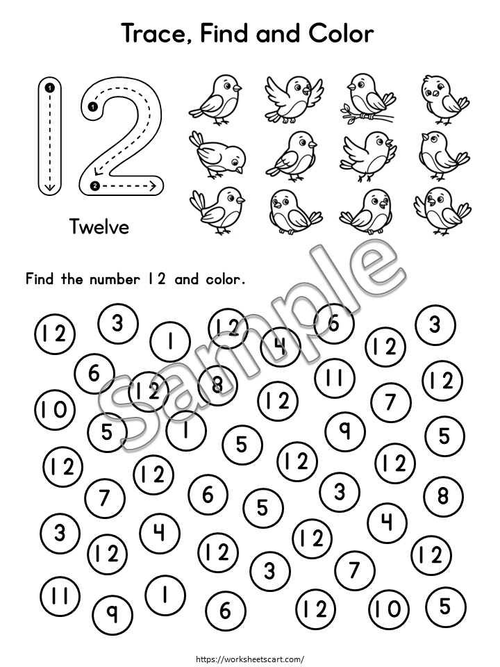 Number Recognition Worksheets 1-20 Printable | Preschool & Kindergarten Find and Color Number Activity, WWF559